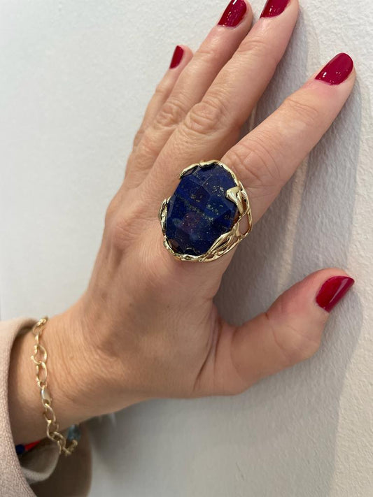 Statement Ring With Blue Lapis Stone
