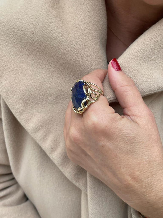 Statement Ring With Blue Lapis Stone