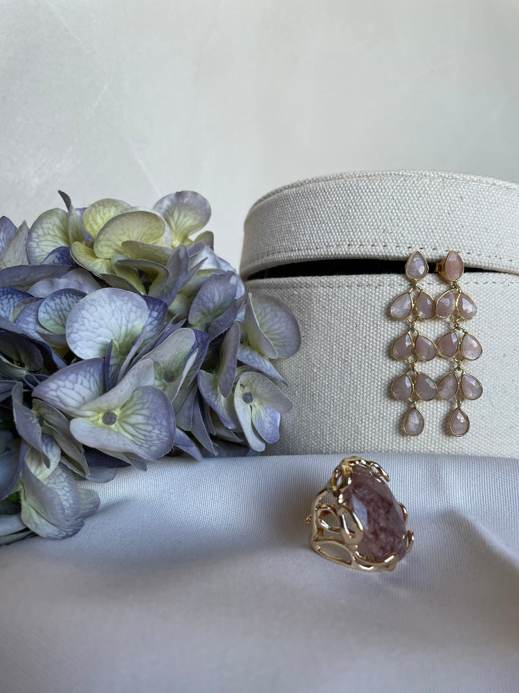 Statement Ring With Rose Quartz Stone