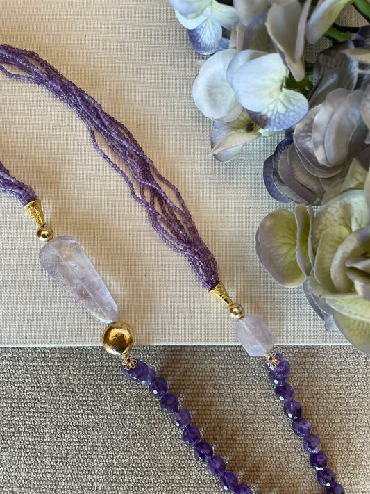 Statement Necklace With Amethyst & Zircons